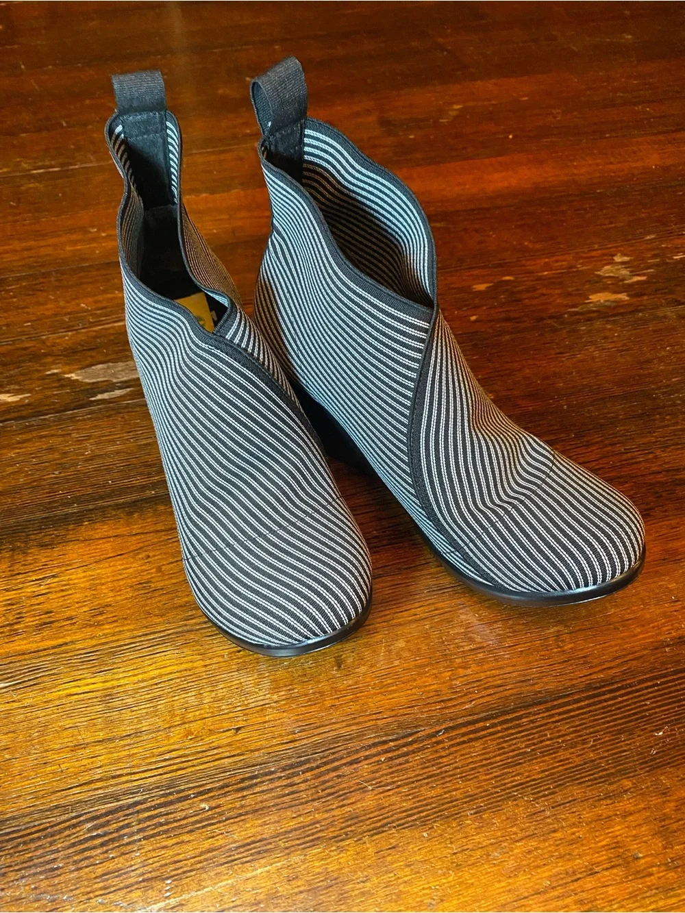 Charleston Shoe Company Telfair Boot Pinstripe Stretch Fabric Ankle Bootie